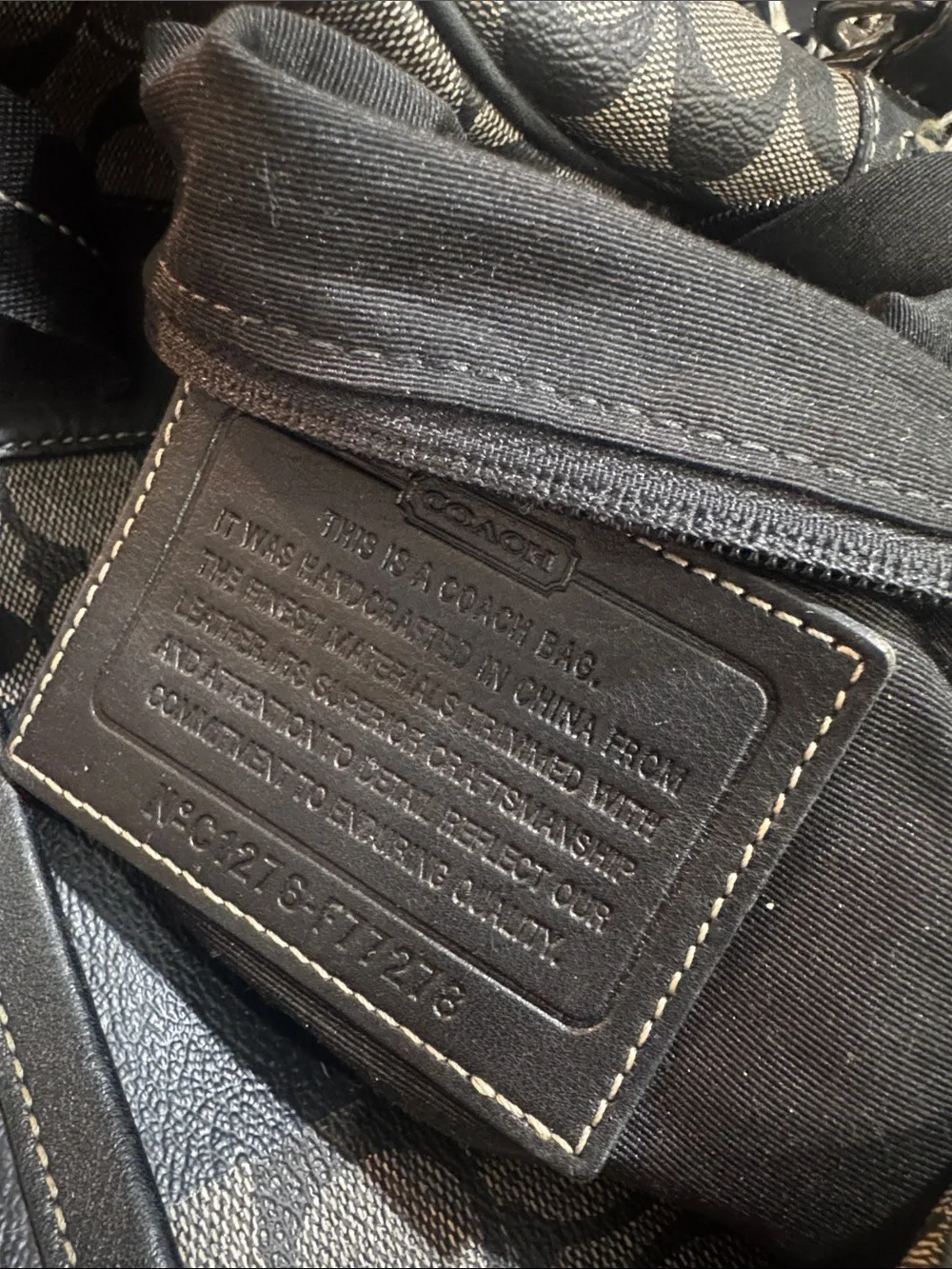 Coach Metallic Silver and Black Signature Tote